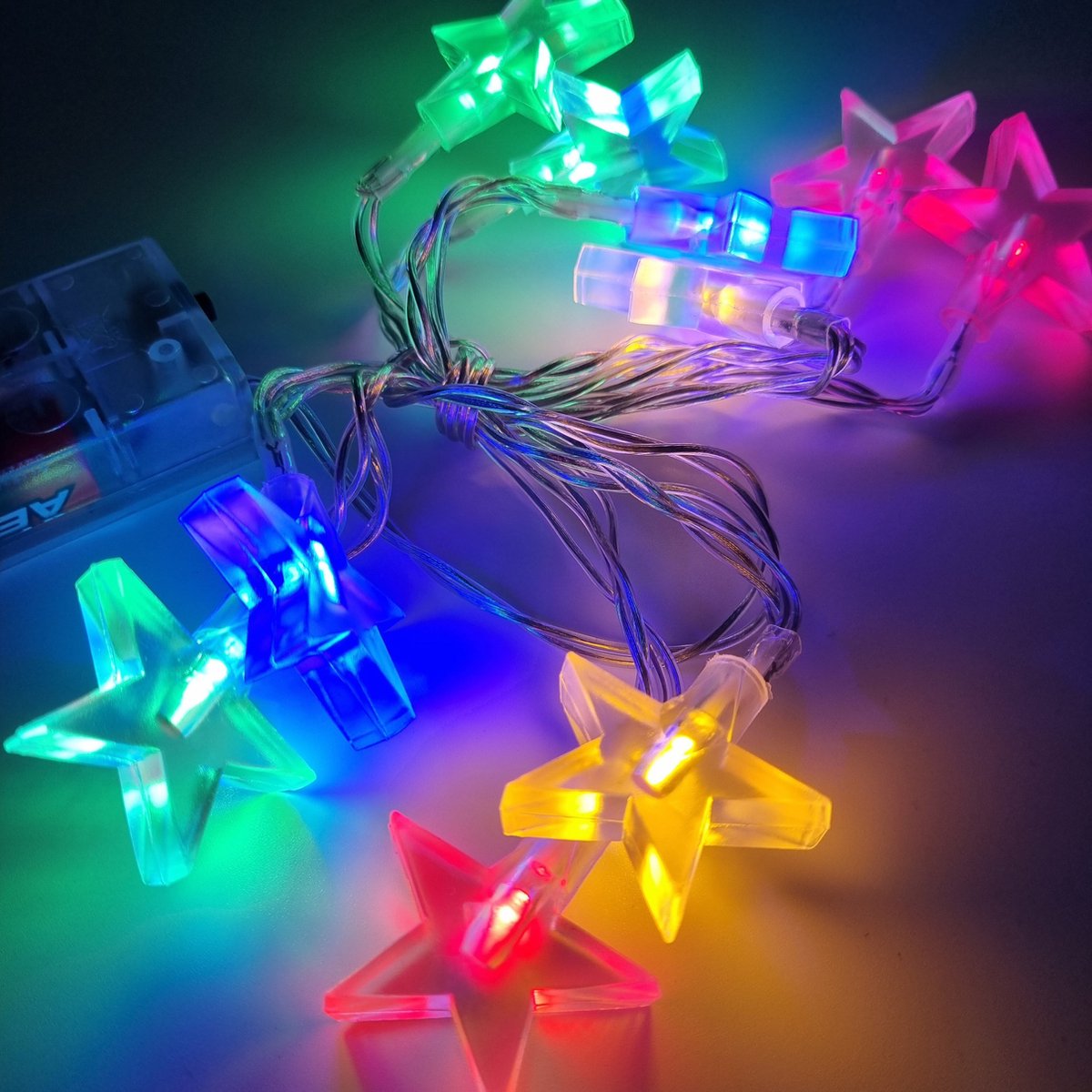 Kerstboom Lampjes | KERST62 | Ophangen | Kerstversiering | Versieren | Multicolor Led Licht Sterren | 1M